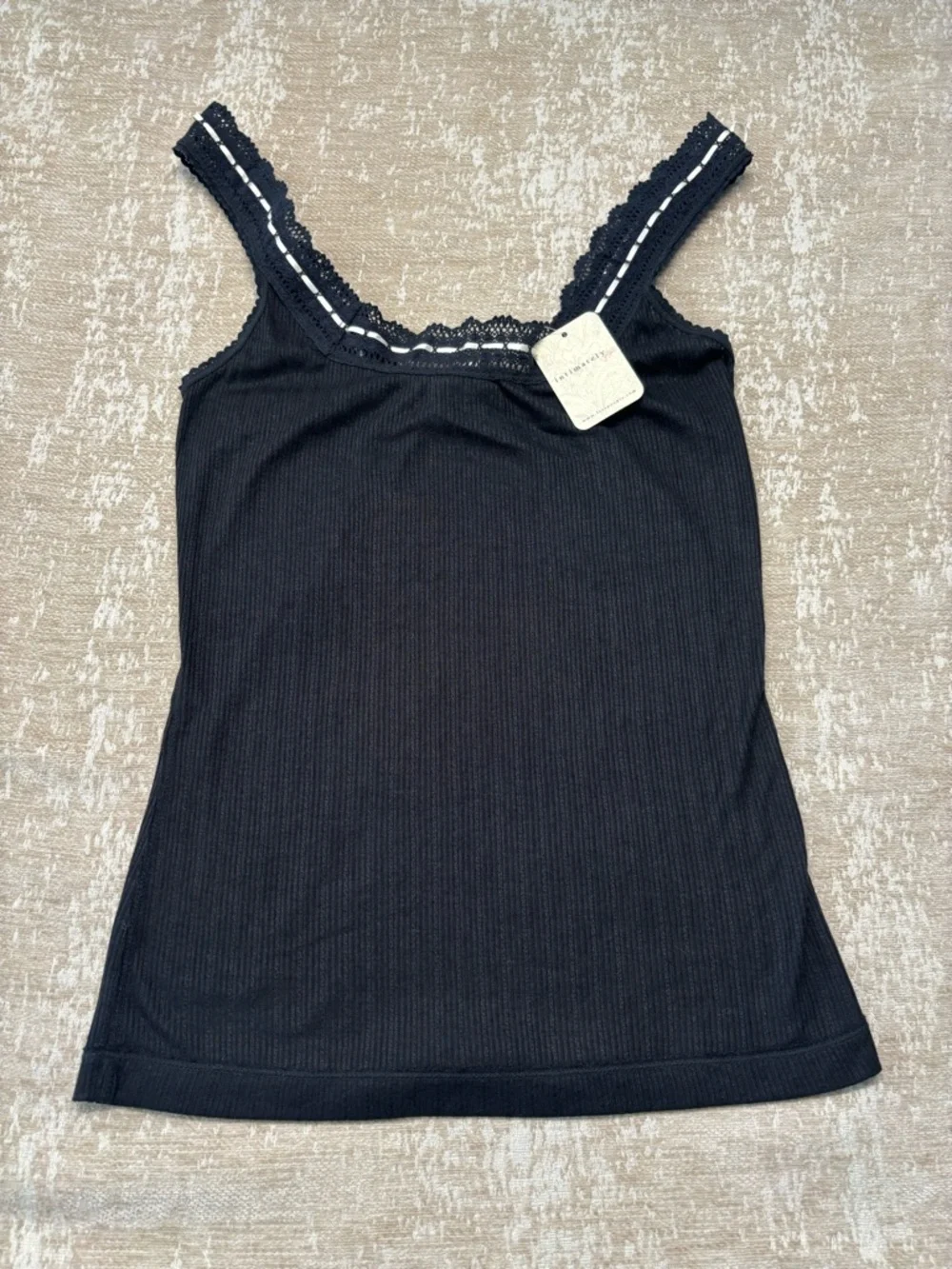 NWT Free People Only You Lace Trim Ribbon Tank Black Small Romantic - Picture 1 of 7
